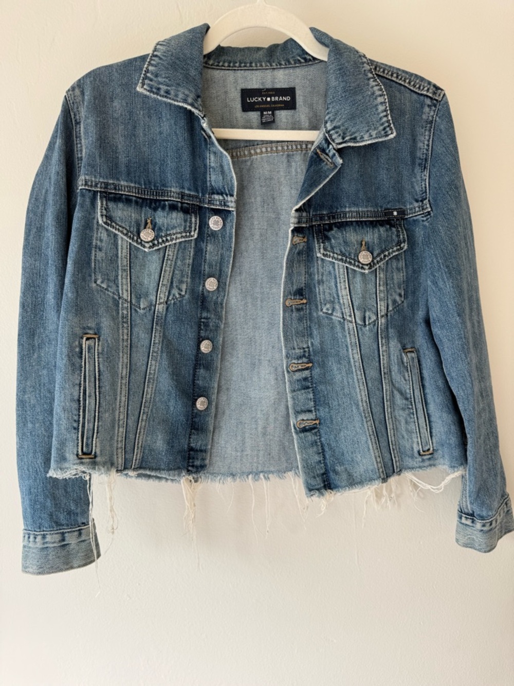Lucky Brand Tomboy Trucker Light Blue Denim Jacket with Washed Finish